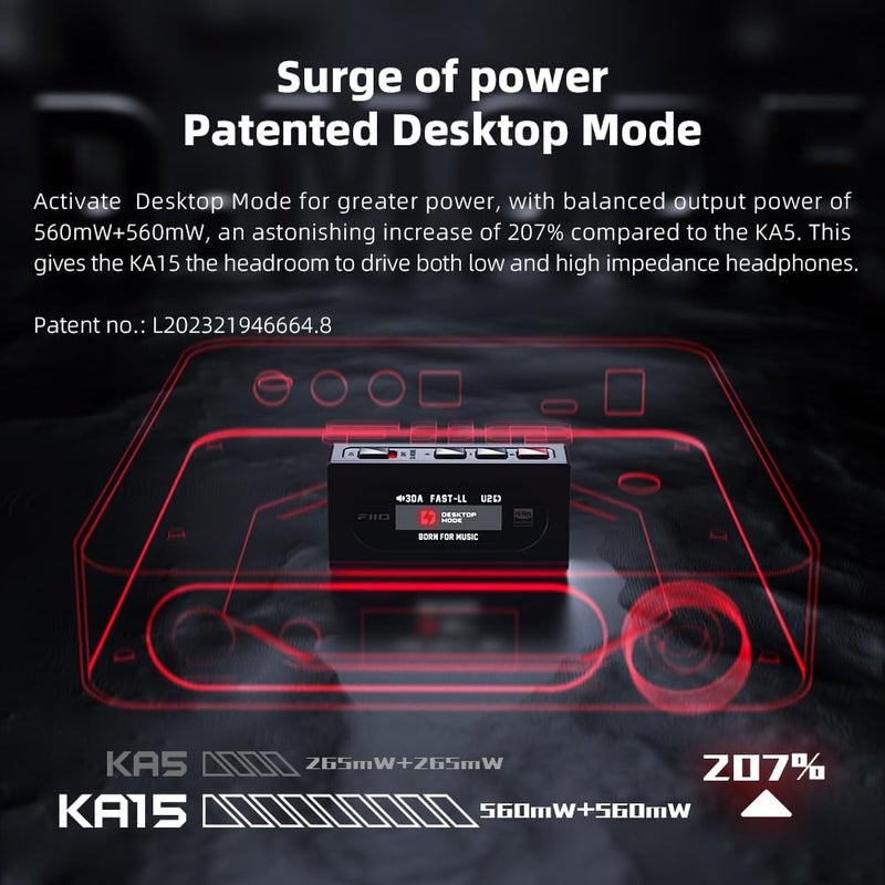 FiiO KA15 Portable DAC and Headphone Amplifier (Blue) - Image 4